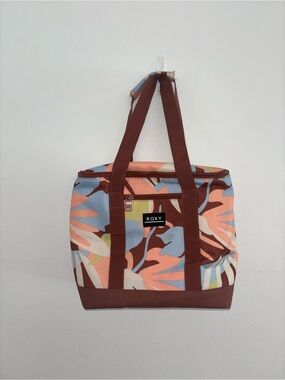 Roxy Floral Print Canvas Tote - Peach, Brown & Light Blue